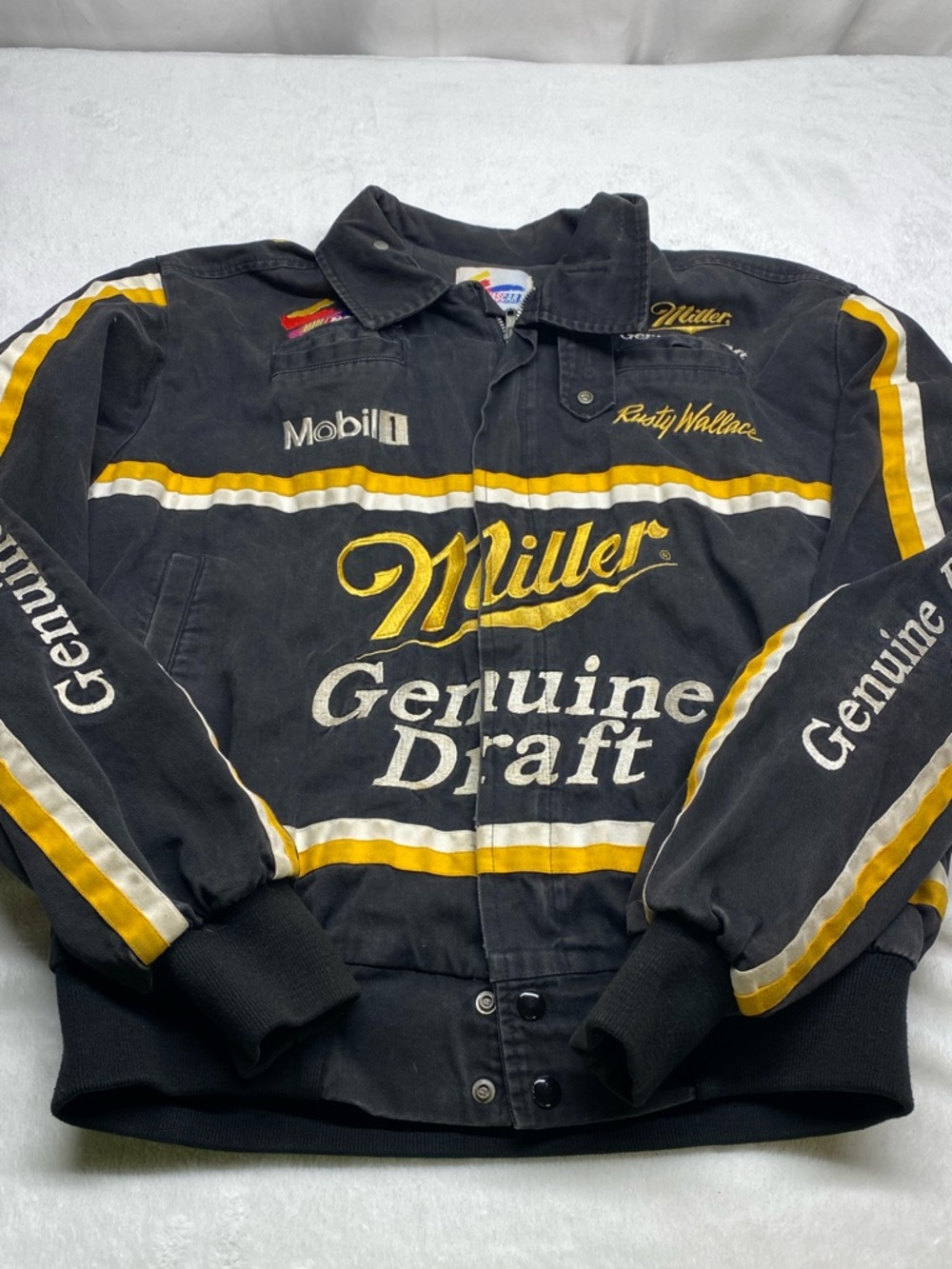 Vintage Nascar Miller Genuine Draft Rusty Wallace Jacket No Size Tag Gilts M/L
